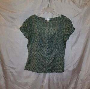 Ann Taylor LOFT Geometric Button Up Shirt Size 8